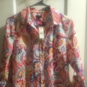 Talbots Paisley Button Down Top